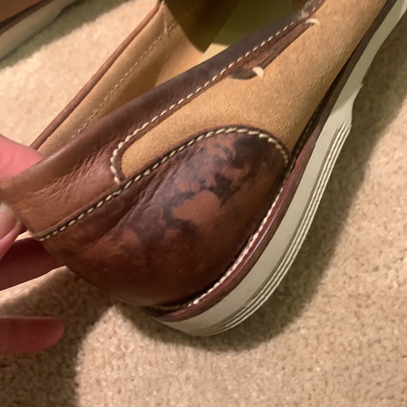 Some discoloration on right shoe from oil leaking in suitcase. Worn only twice - Picture 2 of 9